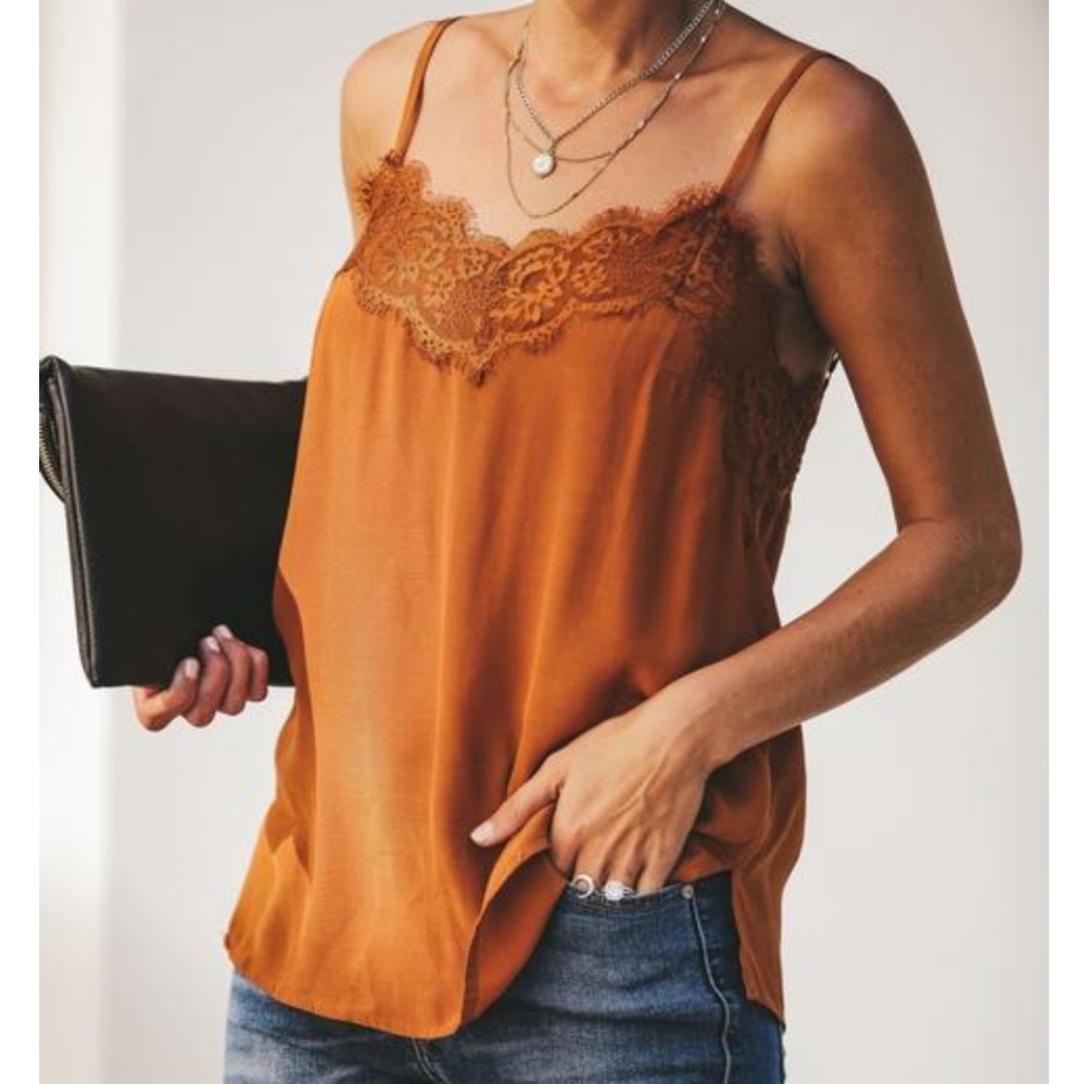 NWOT VOLUPTUOUS LACE CAMI TANK - CAMEL